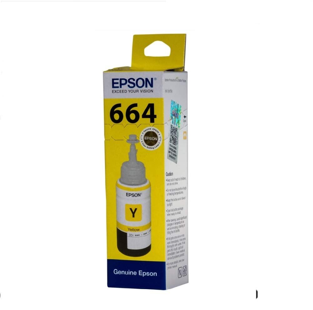Epson Ink Bottle 70ML T6644 (Yellow) | Compatible Printer Models: Epson L130 / L1300 / L220 / L550 / L355 / L 110/ L 210 / L300 / L 360 / L350 / L 380 L 100 / L 200 / L565 / L555 / L405