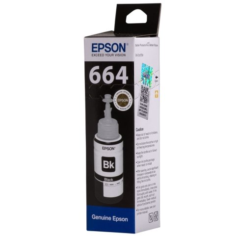 Epson Ink Bottle 70ml C13 T6641 (Black) | Compatible Printer Models: Epson L130 / L1300 / L220 / L550 / L355 / L110 / L210 / L300 / L360 / L350 / L380 / L100 / L200 / L565 / L555 / L405