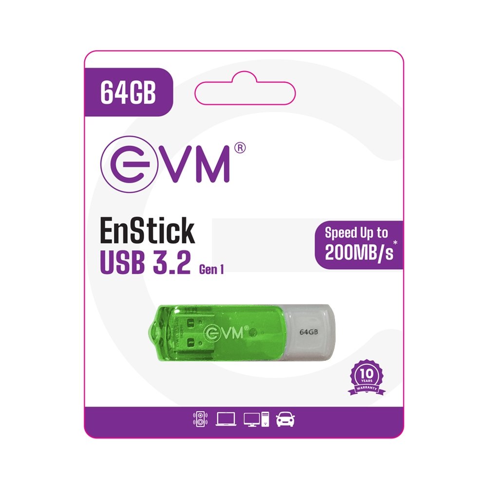 Pendrive EVM EnStick 64GB USB 3.2 Gen 1 EVMPDA3.2/64GB Flash Drive | High Read Speeds Upto 200MB/s & Write Speeds Upto 120MB/s, Universal Compatibility, White + Green
