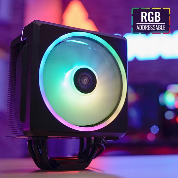 Cooling Fan AeroCool Cylon 4F ARGB ACTC-CL30420.014 | PWM air cooling solution with stylish Addressable RGB LED on the front & side of the air cooler, For Gaming PC, Black