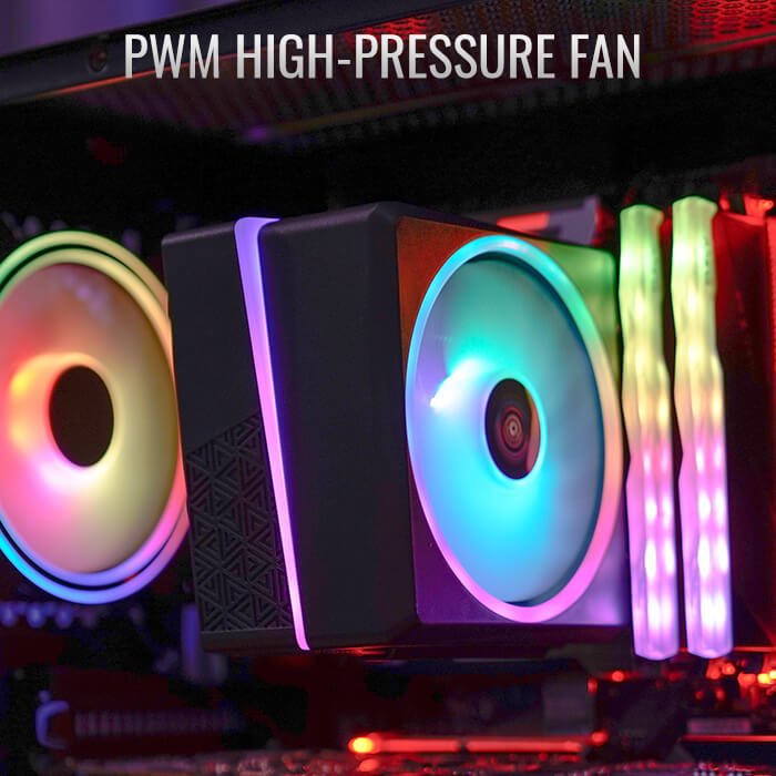 Cooling Fan AeroCool Cylon 4F ARGB ACTC-CL30420.014 | PWM air cooling solution with stylish Addressable RGB LED on the front & side of the air cooler, For Gaming PC, Black