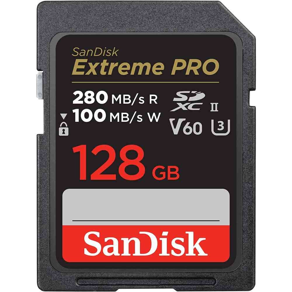 Card SD SanDisk Extreme PRO 128GB SDSDXEP-128G-GN4IN V60, UHS-II, 100MB/s, V60, C10, for 6K Video Recording