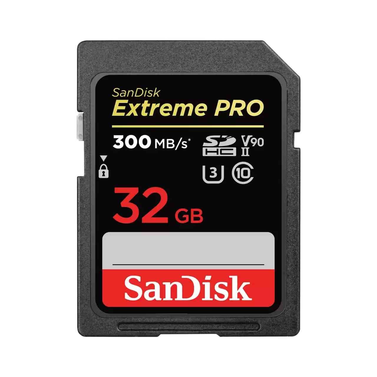 Card SanDisk Extreme PRO 32GB SDSDXDK-032G-GN4IN | SDHC Memory Card up to 300MB/s, UHS-II, Class 10, U3, V90 for 8K Video, Black