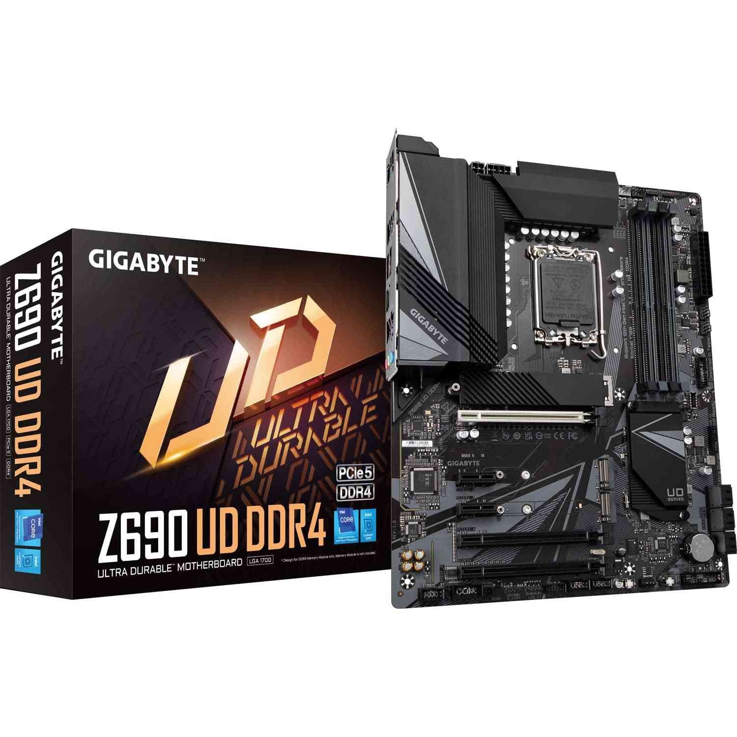 Gigabyte Z690 UD DDR4 Motherboard, LGA1700, Supports Intel 12th/13th/14th Gen Processors, 16+1+2 Phase Power Design, PCIe 5.0, 3× PCIe 4.0 M.2 with Thermal Guard, 2.5GbE LAN, USB 3.2 Gen 2x2 Type-C, Q-Flash Plus