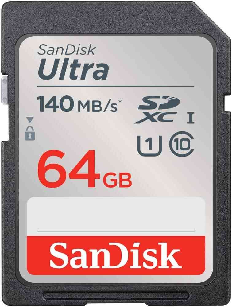 Card SD SanDisk 64GB Ultra SDXC UHS-I Memory Card - Up to 140MB/s, C10, U1, Full HD, SD Card - SDSDUNB-064G-GN6IN