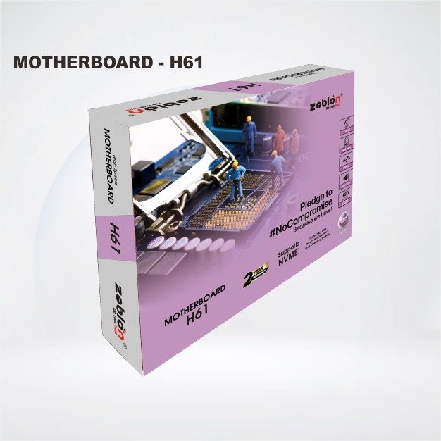 Motherboard Zebion Marlin H61 | LGA1155, Intel H61 Chipset, 3rd Gen CPU Support, DDR3 RAM, NVMe Slot, USB 3.0, HDMI, VGA, LAN, Audio Jacks, 4x SATA 2.0