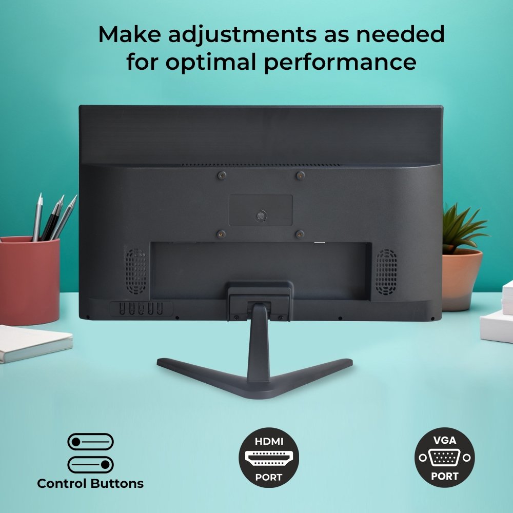 Monitor EVM 190 GRAND LED | 18.5 Inch 1366×768 HZ, 5ms Fast Response Time, True Pixel, 16.7M Display Colors, VGA+HDMI, Viewing Angle H 176º, V 160º, Max Brightness 160-200cd/m2, Panel Size 409.8 (H) × 230.4(V) mm, 100x100mm VESA Wall Mountable, Black