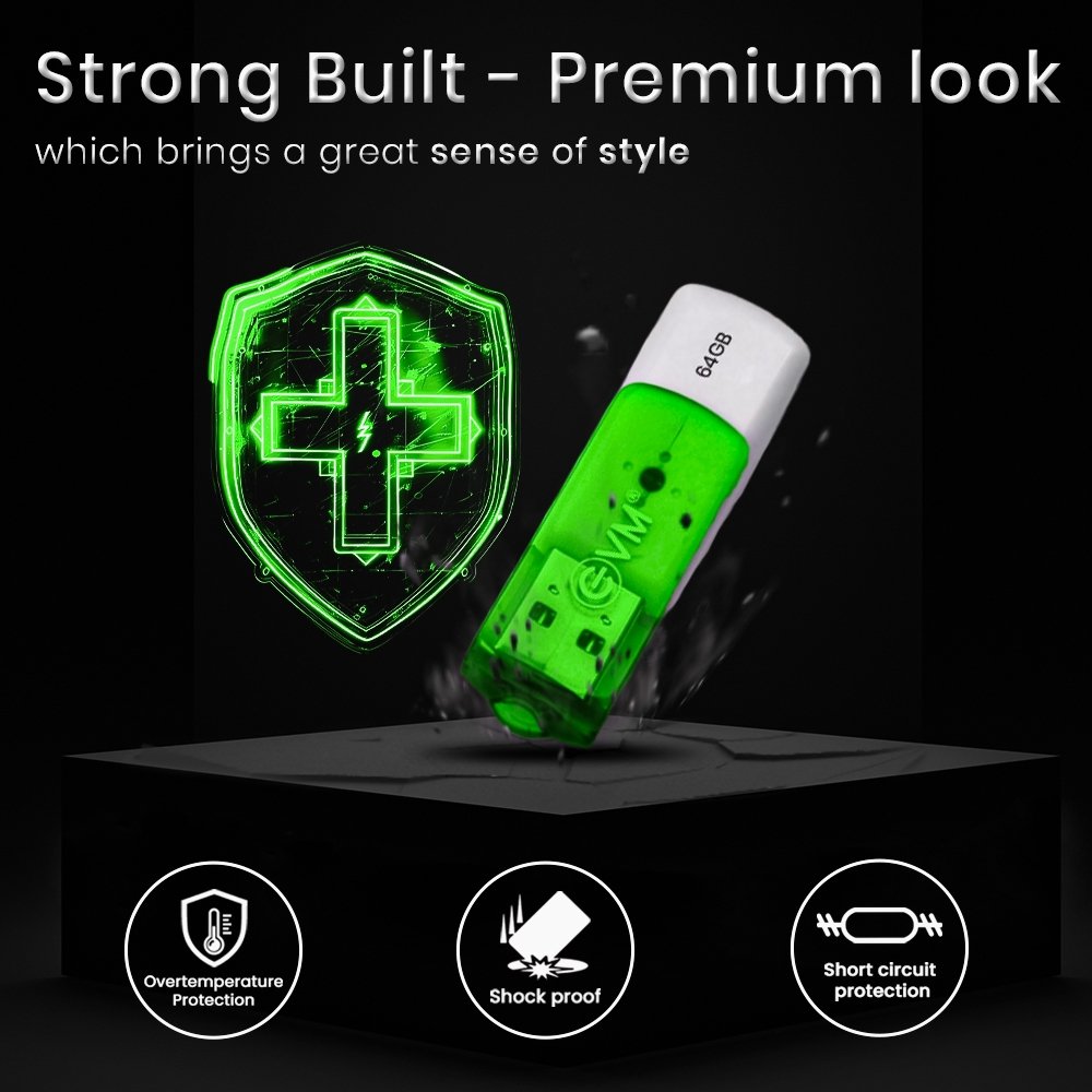 Pendrive EVM EnStick 64GB USB 3.2 Gen 1 EVMPDA3.2/64GB Flash Drive | High Read Speeds Upto 200MB/s & Write Speeds Upto 120MB/s, Universal Compatibility, White + Green