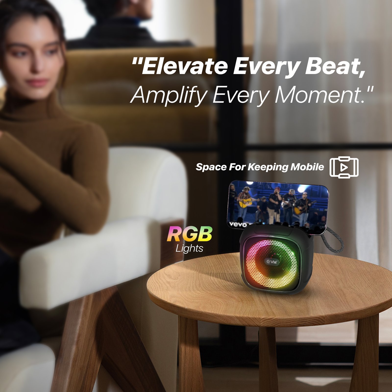 Speaker EVM EnGroove Bluetooth Speaker EVM-BTS-202 | Bluetooth Version 5.3, 12 Hours Playtime, 5W RMS, 1200mAh Battery, FM Radio, TWS Function, Rechargeble Battery, USB Type-C Charging Input Port, Built-in Mic, Black + Blue