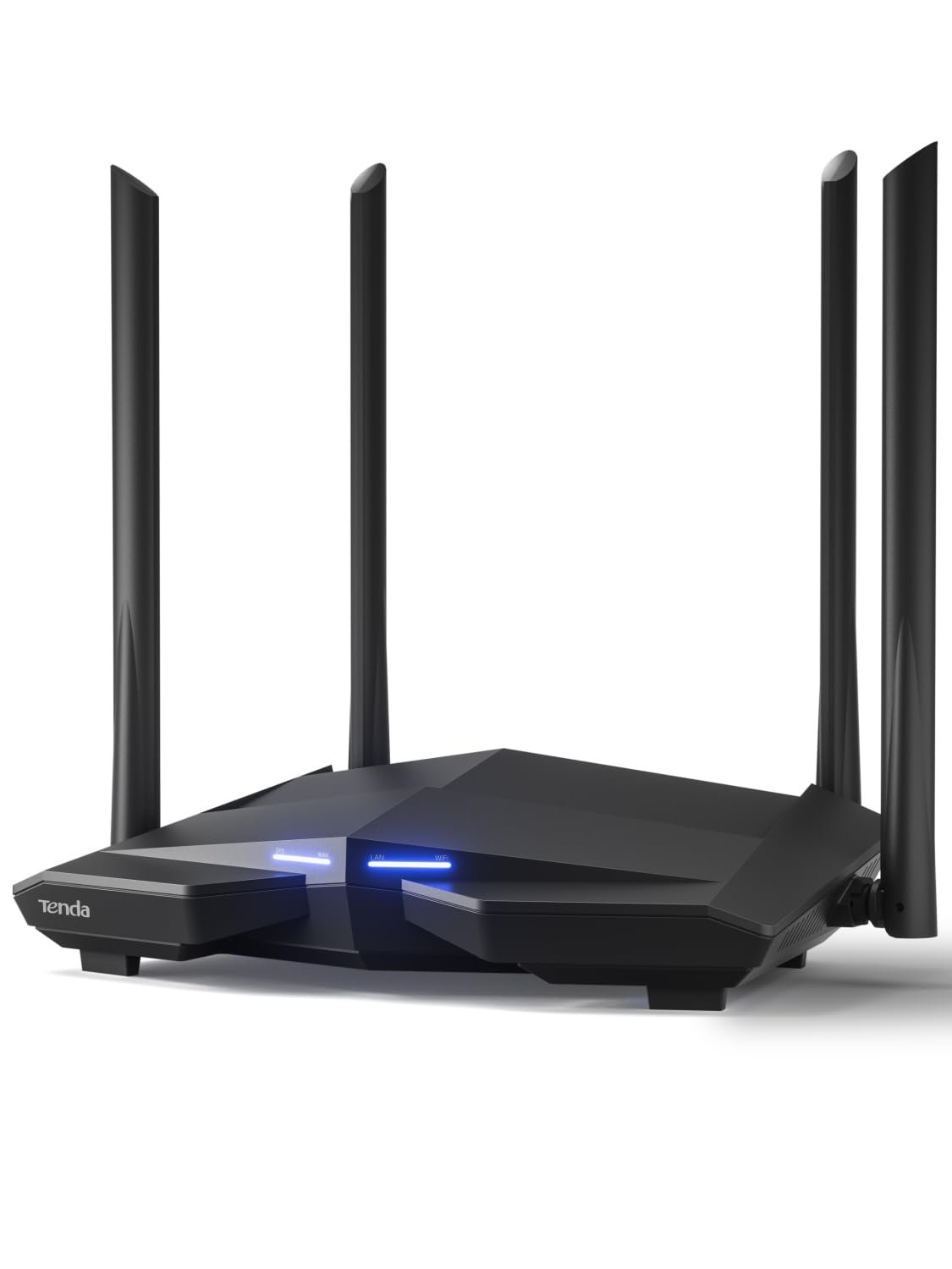 Router Tenda AC10 AC1200 Wireless Smart Dual-Band Gigabit WiFi Router, MU-MIMO, 4 Gigabit Ports, 867Mbps/5 GHz+ 300Mbps /2.4GHz, Support VPN Server, WiFi Schedule, (Black, Not a Modem)