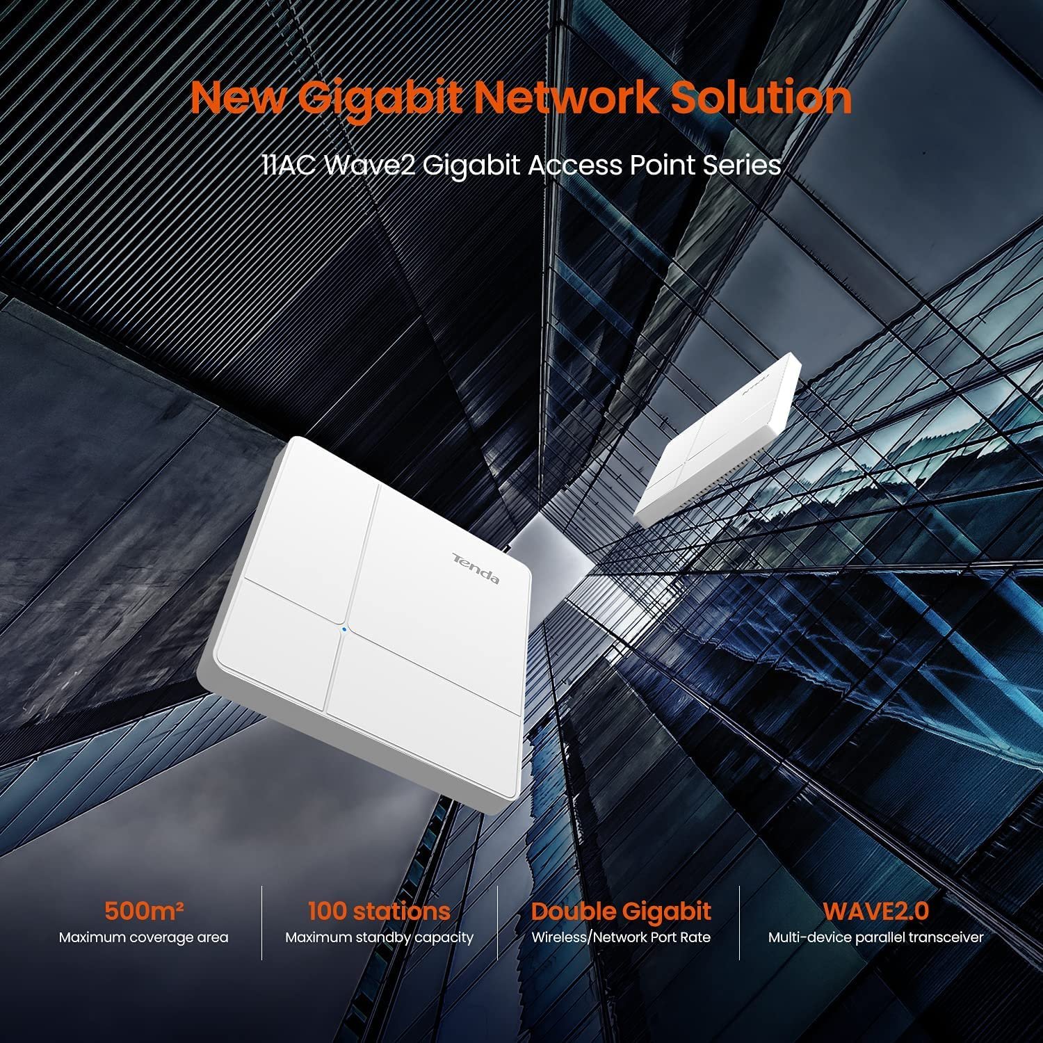 Access Point Tenda TE-I24 AC1200 Dual Band Wave 2 Gigabit Ceiling Mount Access Point, White