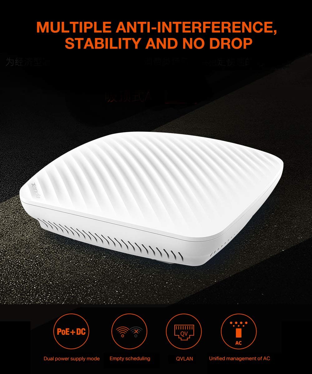 Access Point Tenda TE-I9 Wireless N300 Ceiling Mount Access Point, PoE, Up to 25 Users, White
