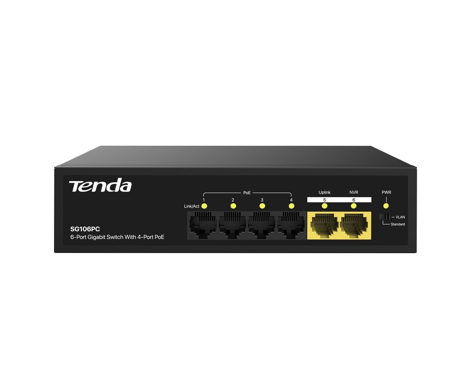 Switch Tenda TEI-SG106PC 6-Port Gigabit Desktop PoE Switch with 4-Port PoE, Black