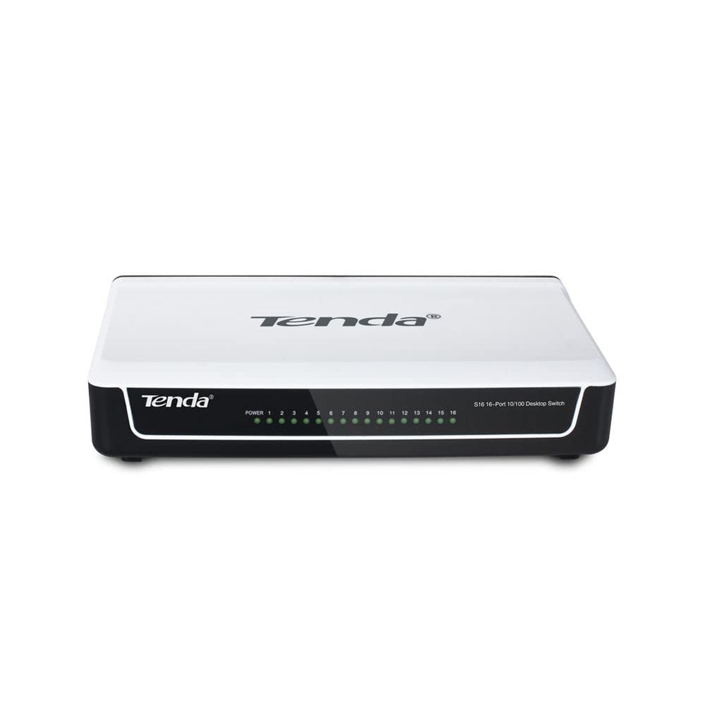 Switch Tenda TE-S16 16-Port 10/100 Mbps Fast Ethernet Desktop Switch, Plug & Play, White