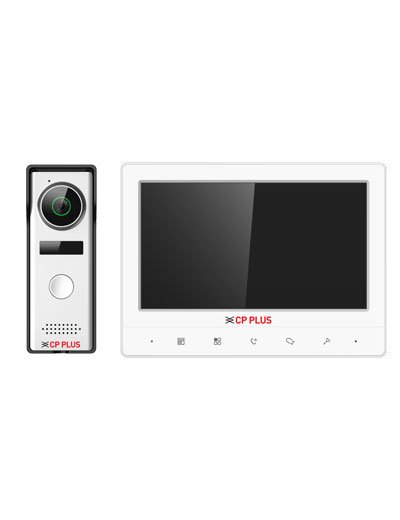 Video Door Phone CP Plus 7'' TFT Screen VDP CP-UVK-701MTA - White Video Intercom Kit with Memory