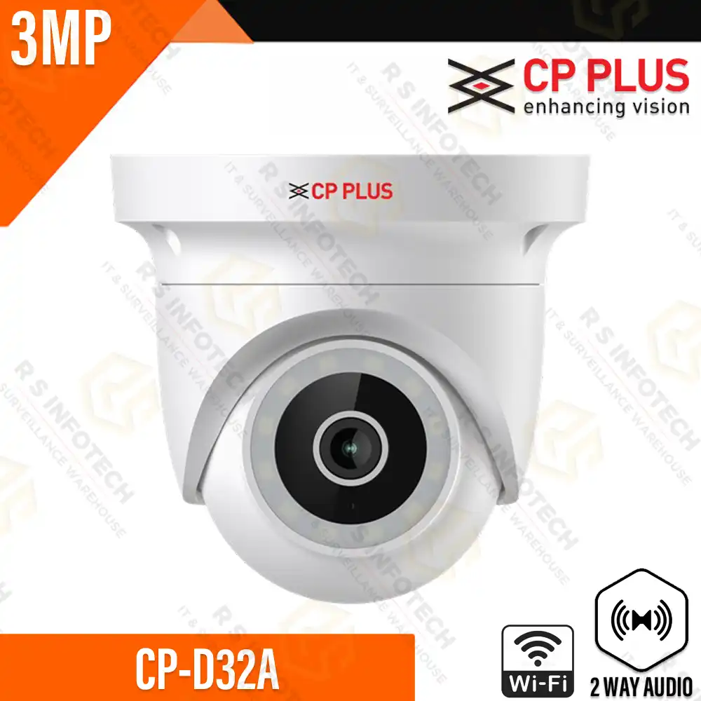 Security Camera CP Plus EzyKam CP-D32A | 3MP Wi-Fi PT Camera, IR Range Upto 15 Mtr, Two Way Audio, Support Micro SD Card Upto 256GB