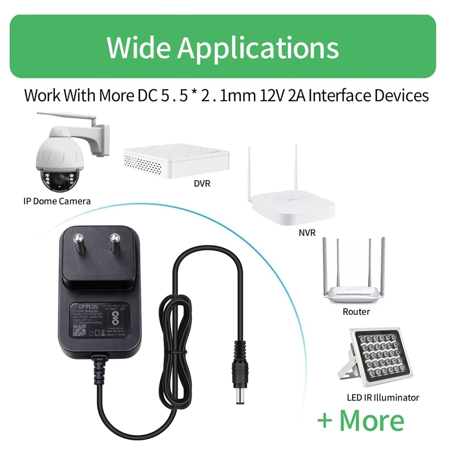 Power Cord CP Plus with 2 Pin U Terminal