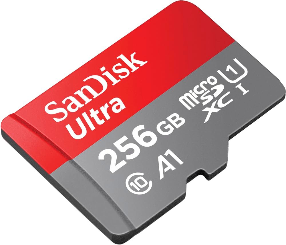 Card Micro SD SanDisk 256GB Ultra microSDXC UHS-I Memory Card with Adapter - 150MB/s, C10, U1, Full HD, A1 | SDSQUAC-256G-GN6MN