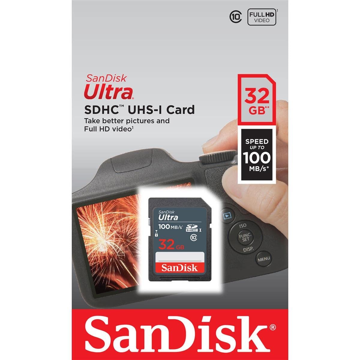 Card MicroSD SanDisk 32GB Ultra SDHC UHS-I Memory Card - 100MB/s, C10, U1, Full HD | SDSDUNR-032G-GN3IN