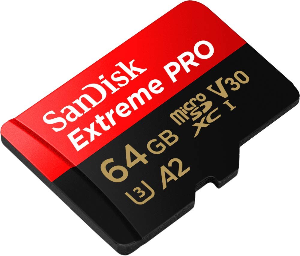 Card MicroSD SanDisk 64GB Extreme PRO microSDXC UHS-I Card with Adapter - C10, U3, V30, A2, 200MB/s Read, 90MB/s Write | SDSQXCU-064G-GN6MA
