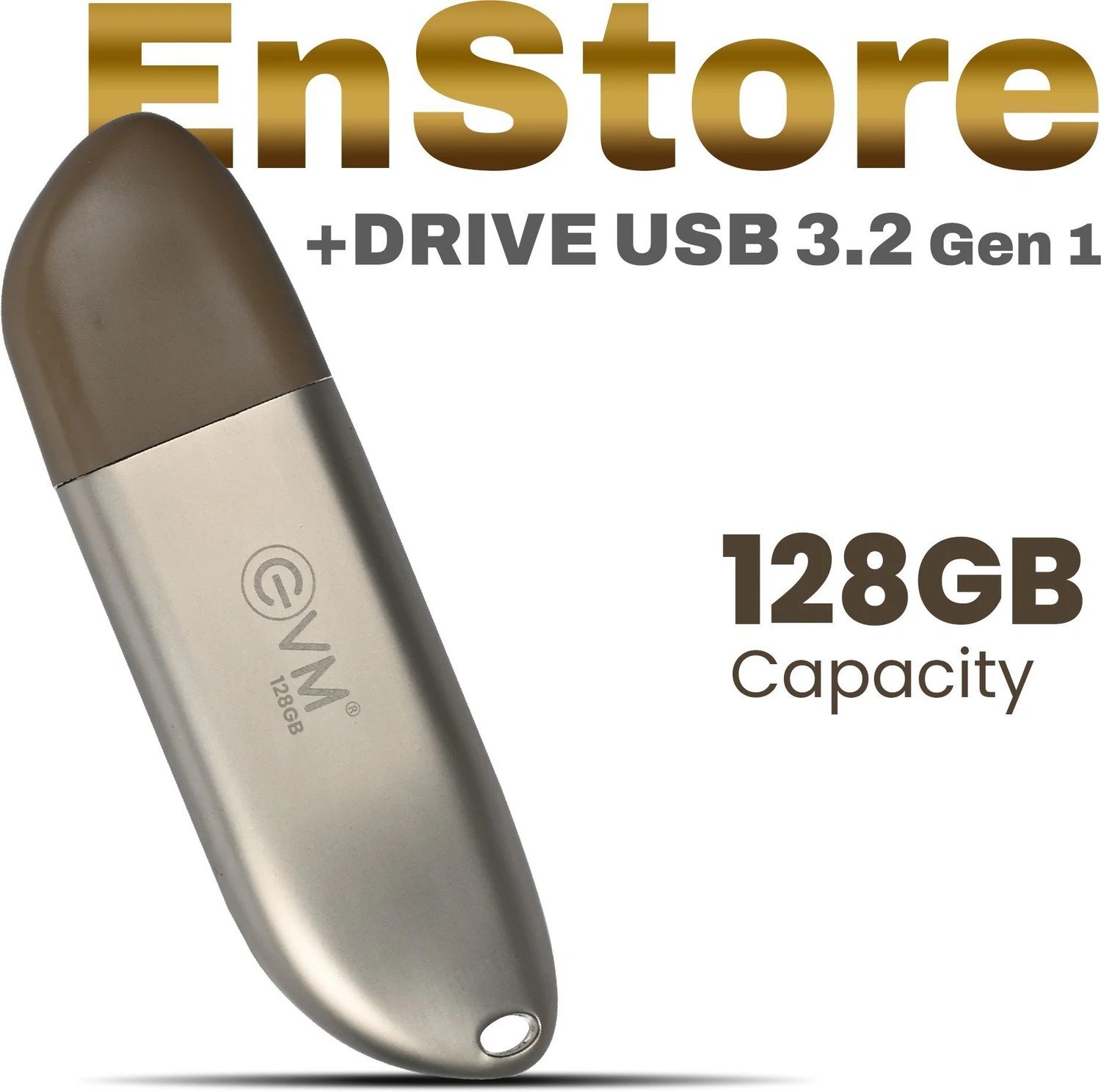 Pendrive EVM EnStore+ 128GB Metal USB 3.2 FlashDrive | High Read Speeds up to 100MB/s & Write Speeds up to 30MB/s, Durable Metal Casing Brown