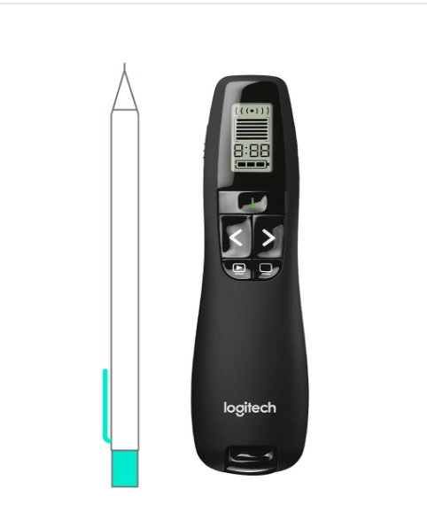 Presenter Logitech Professional R800 | Wireless Presentation Clicker Remote with Green Laser Pointer and LCD Display, Black