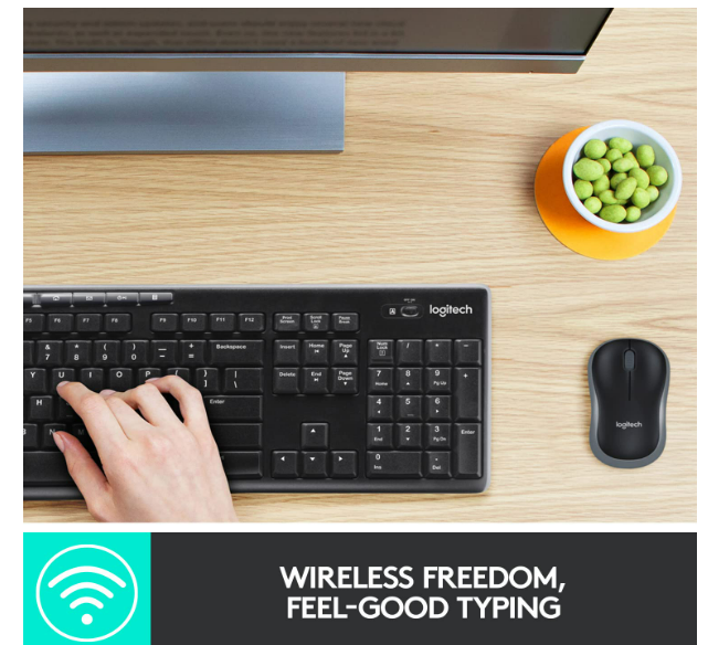 Keyboard + Mouse Combo Logitech MK220 | Compact Wireless for Windows, 2.4 GHz Wireless with Unifying USB-Receiver, 24 Month Battery, Compatible with PC | Black