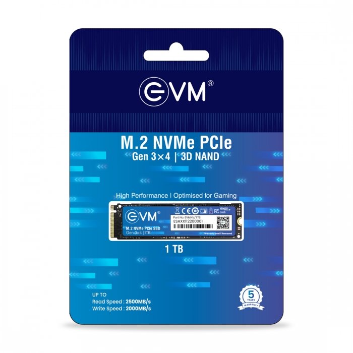 Harddisk EVM 1TB M.2 NVMe SSD 2280 EVMNV/1TB | PCIe Gen3x4 Internal SSD | 3500MB/s Read | 2800MB/s Write | 3D NAND Flash | Ultra Fast Storage | High Performance | for Laptop & Desktop