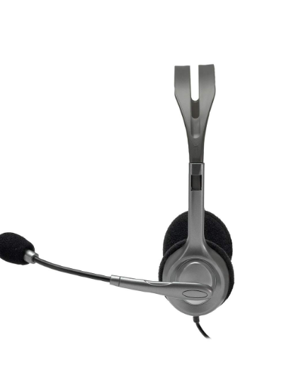 Headset Logitech H110 Wired | Stereo Headphone | Noise Cancelling Mic | 3.5mm Dual Audio Jack | PC/Mac/Laptop, Grey