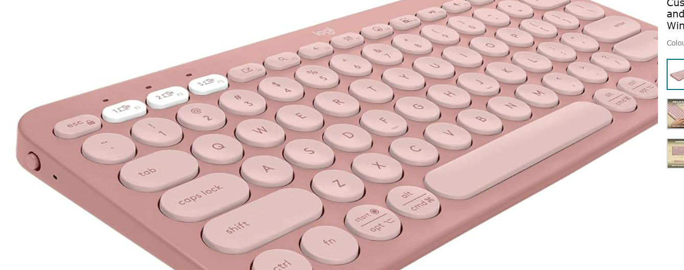 Keyboard Logitech Wireless K380 | Multi-Device Bluetooth Keyboard for Windows, Apple iOS, Apple TV, Android or Chrome, for PC / Mac / Laptop / Smartphone / Tablet (Rose)