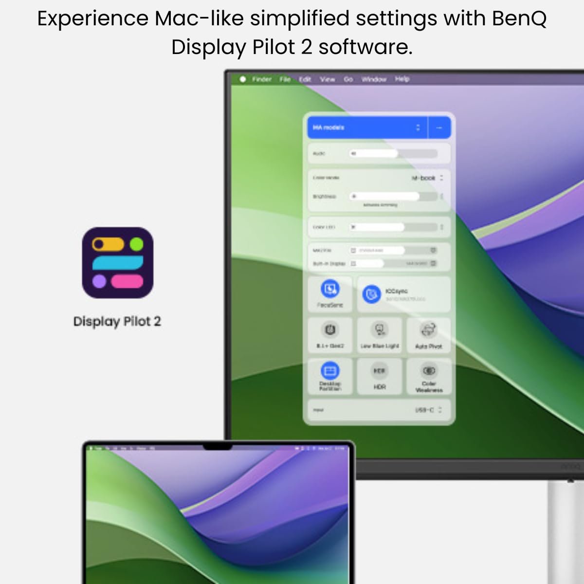 Monitor BenQ 27 Inch (68.58 cm) MA270U | 4K IPS 3840 x 2160, 60Hz, Monitor For Mac, P3 Color Gamut, Dual USB-C 90W PD, Dual HDMI, Brightness & Volume Control, HAS Stand, Display Pilot 2.0, Height Adjustment, Integrated Mac Controls, White