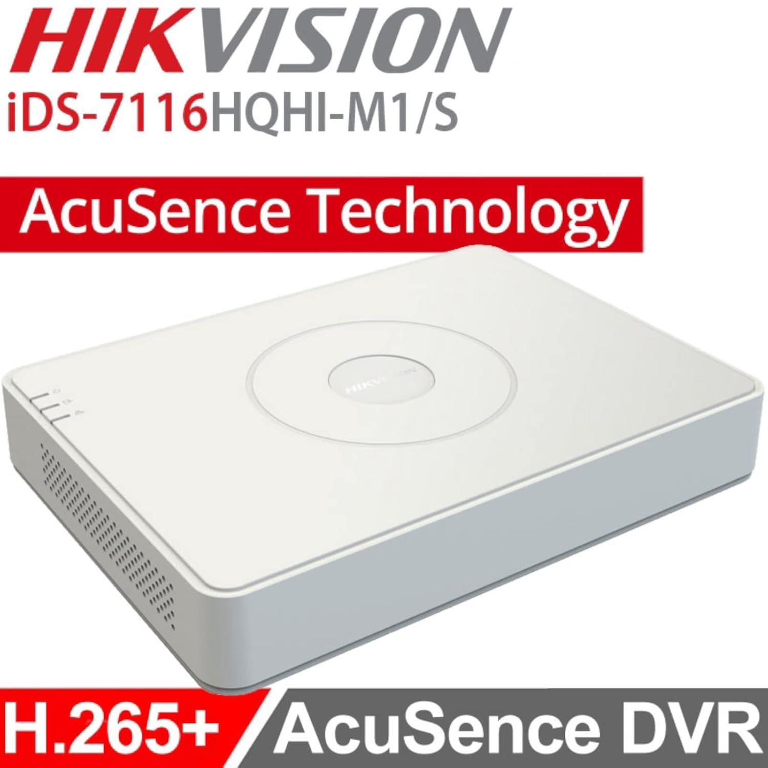 SDVR Hikvision IDS-7116HQHI-M1/T | 16 Channel 1080P Mini 1U H.265 AcuSense DVR, Human/ Vehicle Analysis, Upto 6 MP Resolution, VGA Output, Two-Way Audio, 1 SATA Interface, White