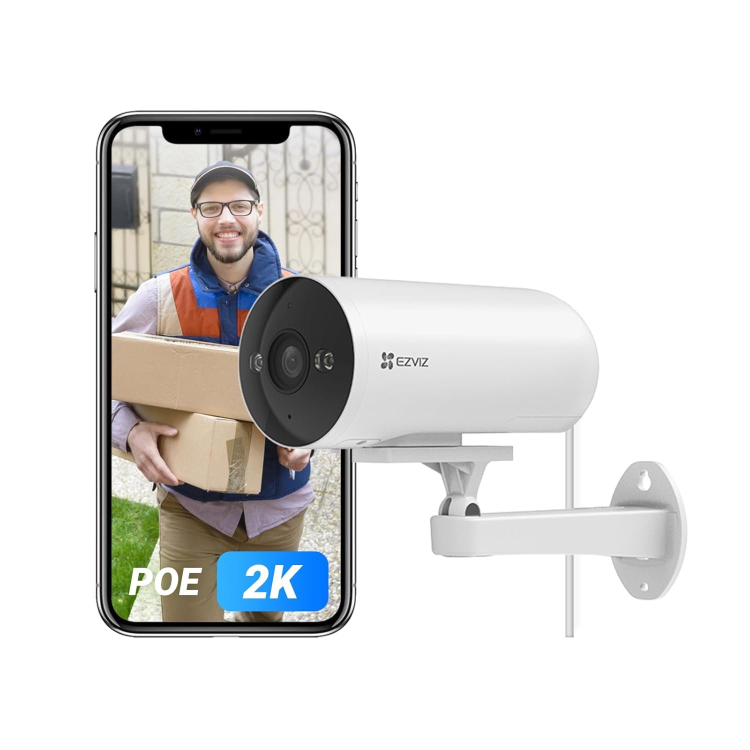 Security Camera Hikvision Ezviz CS-H5 PoE 3MP 4G 4MM Smart Home Camera | 2K Resolution, Ai Based Human/ Vehicle Detection, Color Night Vision, Supports Microsd Upto 512GB, White
