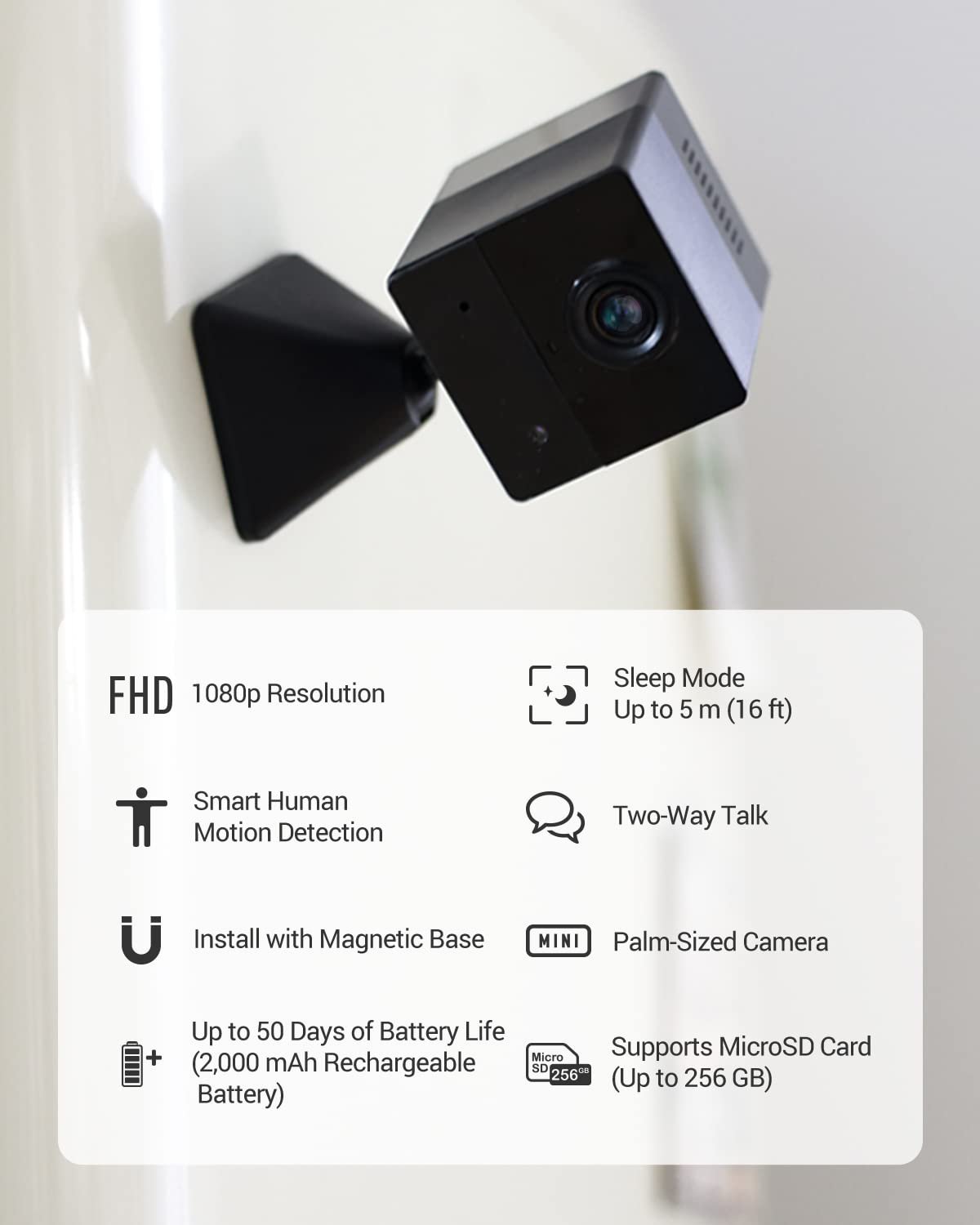 Security Camera Hikvision Ezviz CS-BC2 2MP 1080P Wi-Fi Smart Home Battery Camera | IR Night Vision Upto 5Mtr, Smart Human Motion Detection, Alexa & Google Assistant Support, Black