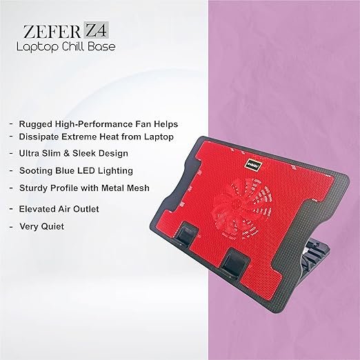 Zebion Laptop Cooling Pad ZEFR Z4|5 Different Heights|Optimal Cooling Performance