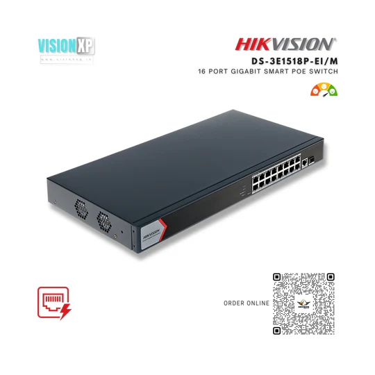 Switch Hikvision DS-3E1518P-EI/M I 16 Port Gigabit Smart POE Switch