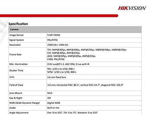 Security camera Hikvision DS-2CE16H0T-ITPFS | 5MP Audio Fixed Mini 3.6mm Bullet Camera