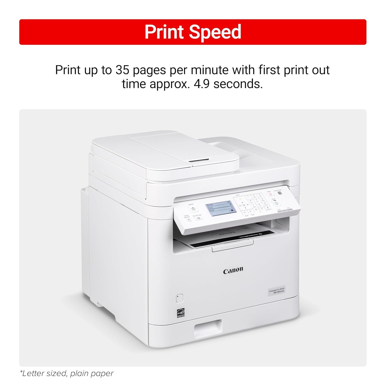 Printer Canon Image Class MF284DW | Monochrome, Duplex, Wireless Laser Printer, Multifunction with Print, Scan, Copy, Auto Document Feeder, Upto 33 Prints Per Minute, For Home & Small Offices, White