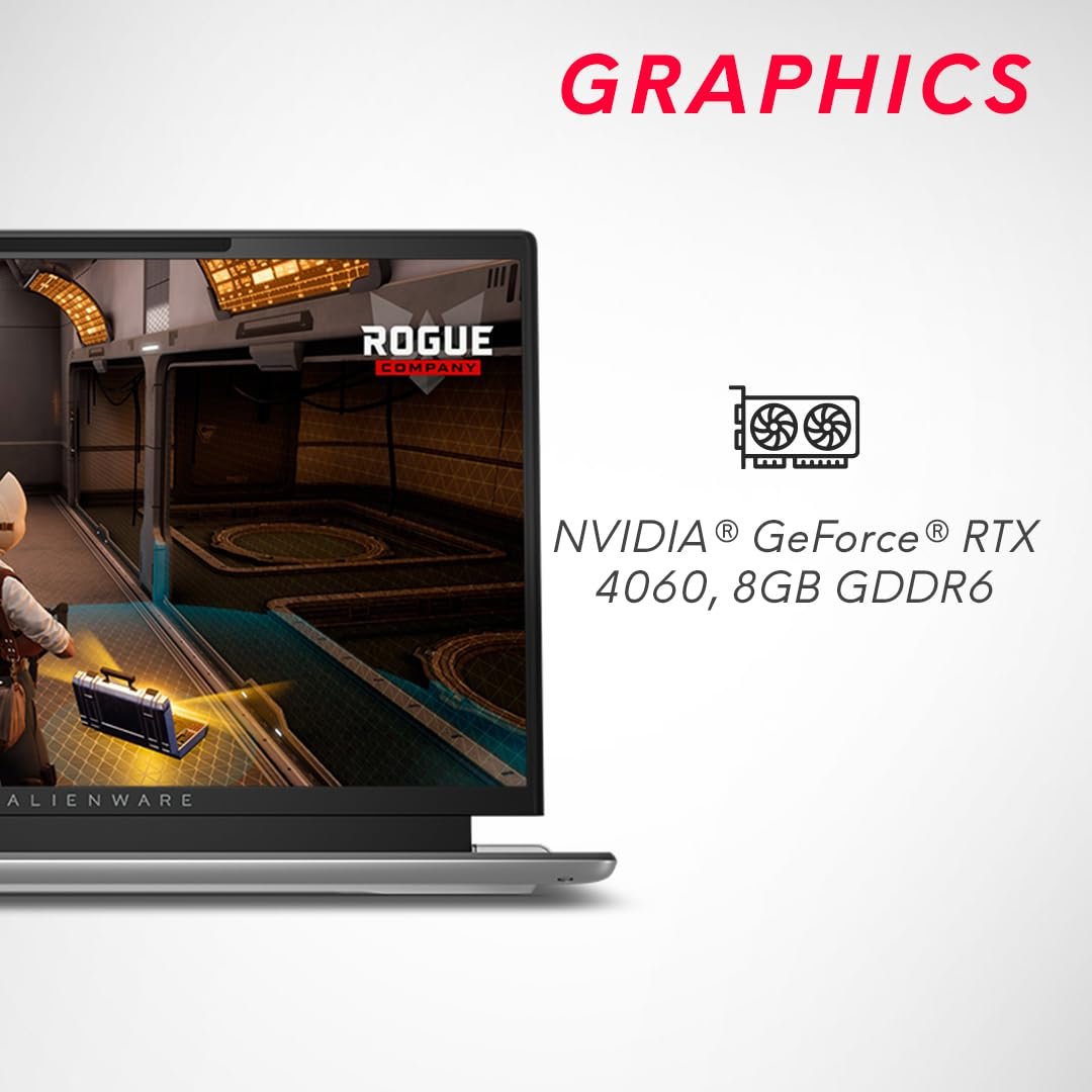 Laptop Dell Alienware X14 R2 | 14″ QHD+ 165Hz, Intel Core i7-13620H (13th Gen), 32GB LPDDR5 RAM, 1TB NVMe SSD, NVIDIA RTX 4060 8GB, Windows 11 + Office 2021, AlienFX keyboard, Lunar Silver, 1.91 kg, no bag.
