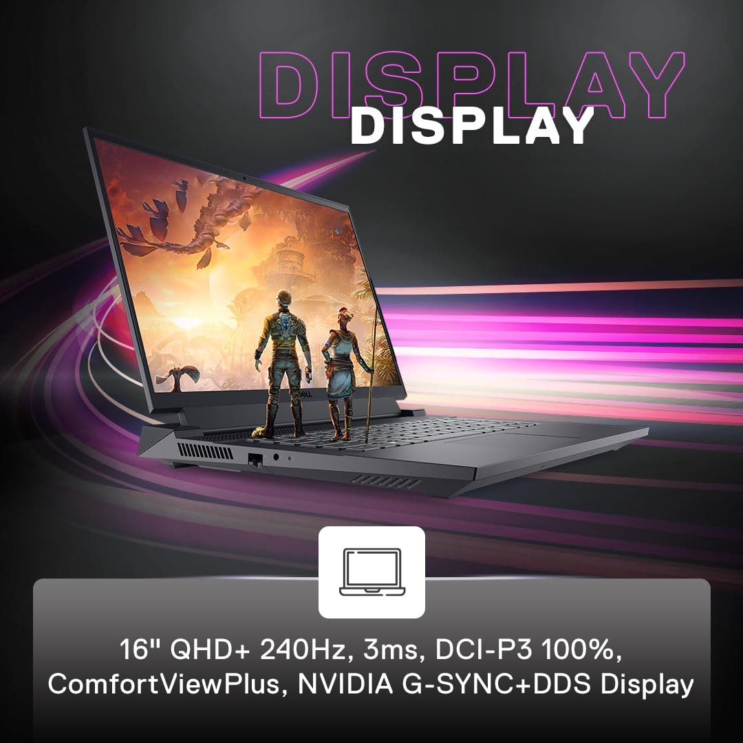 Laptop Dell G16 7630 | 16″ QHD+ 240Hz display, Intel Core i7-13650HX (13th Gen), 32GB RAM, 1TB SSD, NVIDIA RTX 4060 8GB, Windows 11 + Office 2021, RGB keyboard, Metallic Nightshade, includes bag.