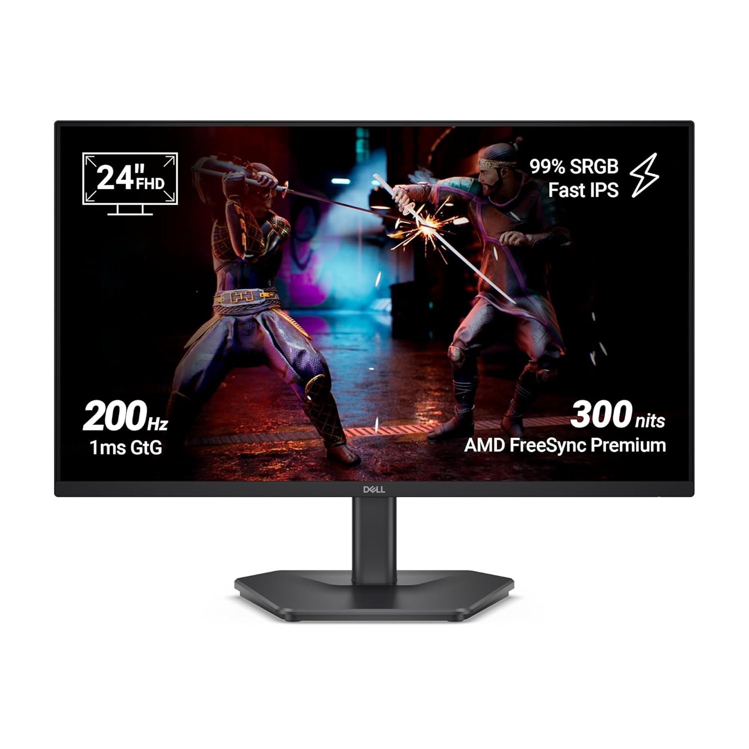 Monitor Dell 24 Inch (60.45cm) FHD IPS Gaming SE2425HG | Full HD (1920 Γ 1080) Resolution, 200 Hz Refresh Rate, Tilt, 16:9 Aspect Ratio, 16.7 Million Colors, 2 HDMI Ports, 1 DisplayPort 1.4 Port, Black