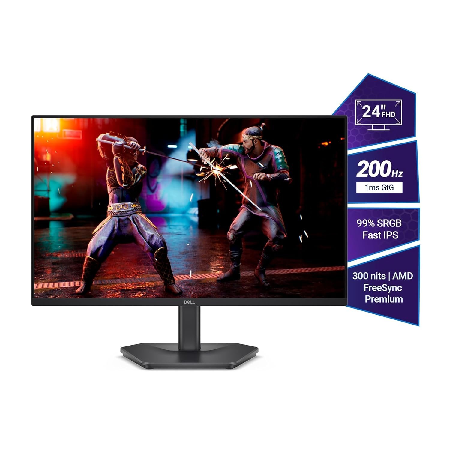 Monitor Dell 24 Inch (60.45cm) FHD IPS Gaming SE2425HG | Full HD (1920 Γ 1080) Resolution, 200 Hz Refresh Rate, Tilt, 16:9 Aspect Ratio, 16.7 Million Colors, 2 HDMI Ports, 1 DisplayPort 1.4 Port, Black