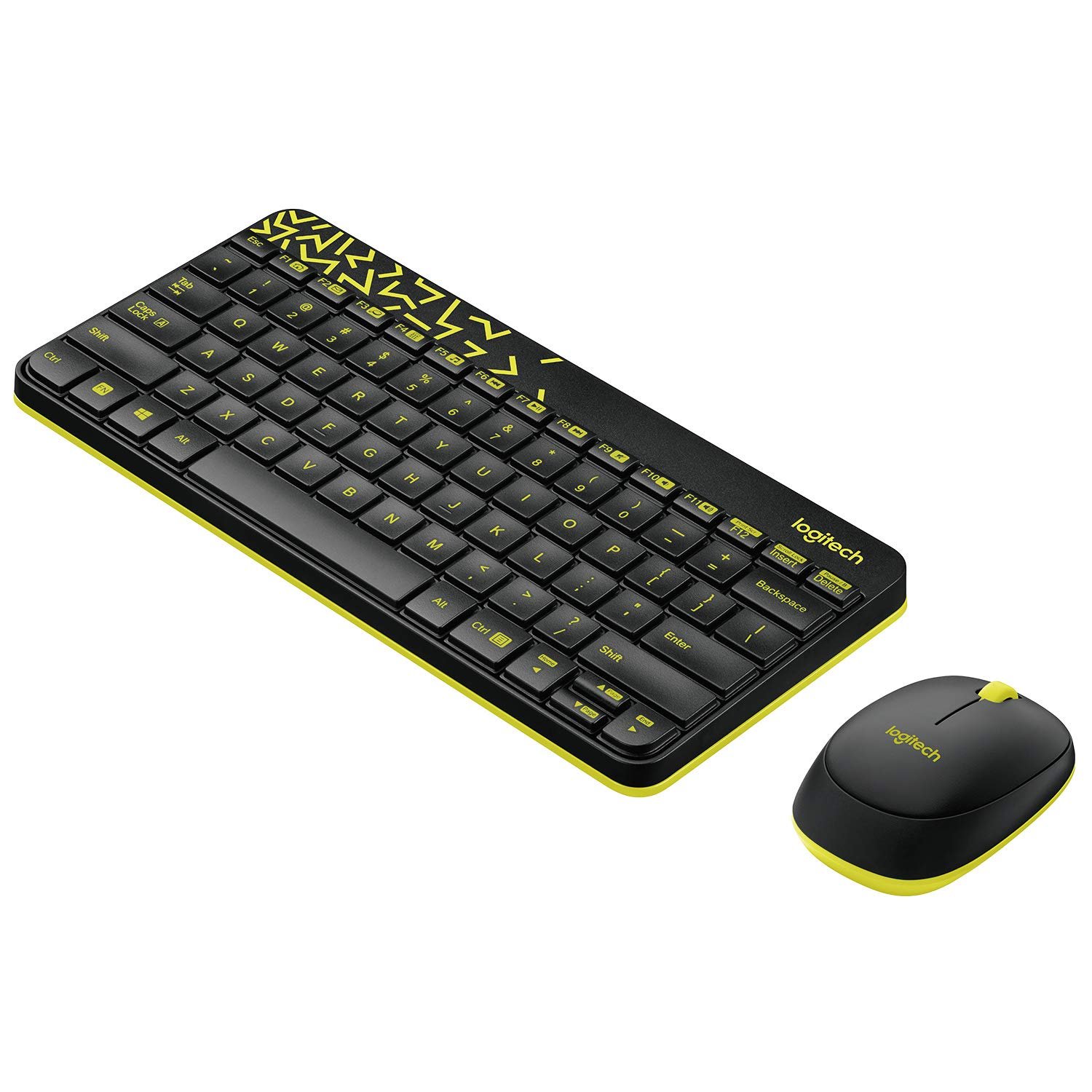 Keyboard & Mouse Logitech Nano Wireless Combo MK240, 12 Function Keys 2.4Ghz Wireless Black & Yellow