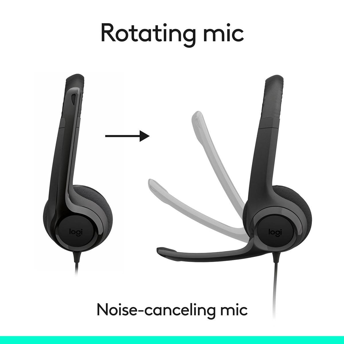 Headset Logitech H390 Wired Stereo Headphones with Noise-Cancelling Microphone, USB - A, In-Line Controls, Used on PC / Mac / Laptop - Colour Black
