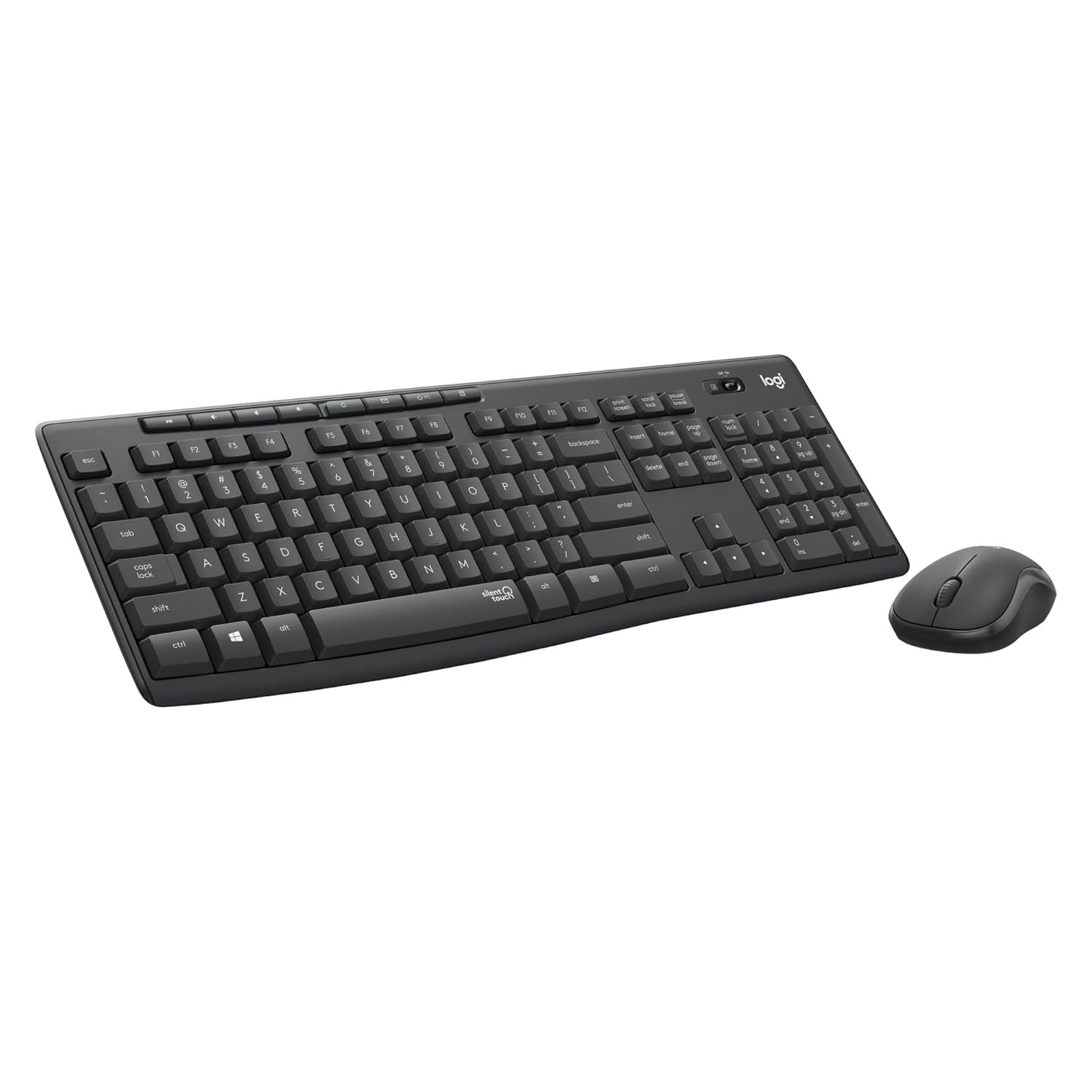 Keyboard & Mouse Combo Logitech MK295 Wireless SilentTouch Technology, Full Number Keyboard, Shortcut Buttons, Nano USB Receiver, 90% Less Noise, Black