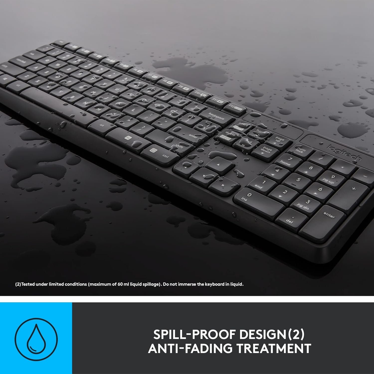 Keyboard + Mouse Logitech MK235 Combo for Windows, 2.4 GHz Wireless with Nano USB-Receiver, Wireless Mouse, 15 FN Keys, PC / Laptop - Black