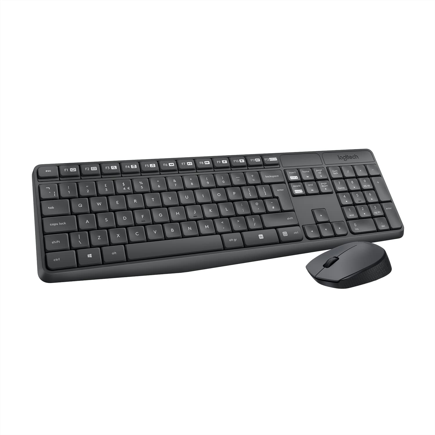Keyboard + Mouse Logitech MK235 Combo for Windows, 2.4 GHz Wireless with Nano USB-Receiver, Wireless Mouse, 15 FN Keys, PC / Laptop - Black