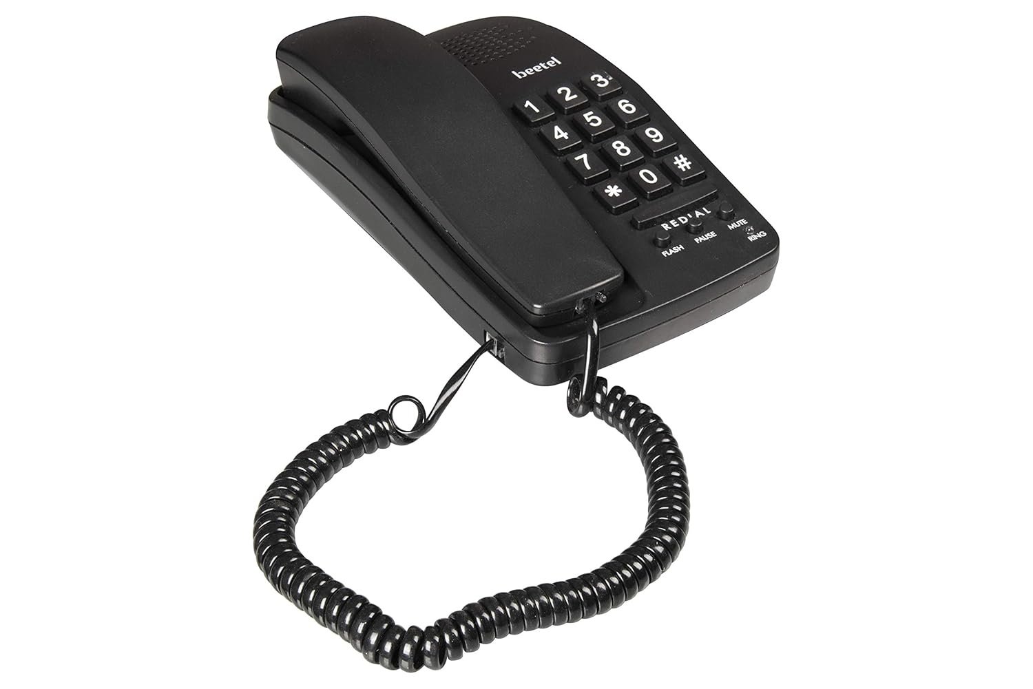 Landline Phone Beetel B15 | Corded, Ringer Volume Control, LED Ring Indication, Wall / Desk Mountable, Bold Buttons Design, Clear Call Quality, Mute / Pause / Flash / Redial Function | Black