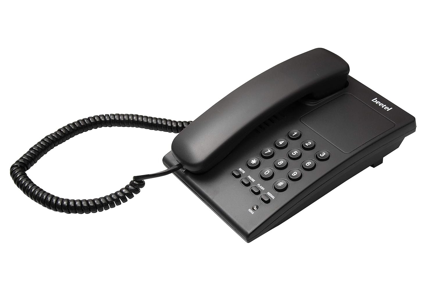Landline Phone Beetel B17N | Corded, Ringer Volume Control, LED for Ring Indication, Wall/Desk Mountable, Elegant Design, Clear Call Quality, Mute/Pause/Flash/Redial Function | Black