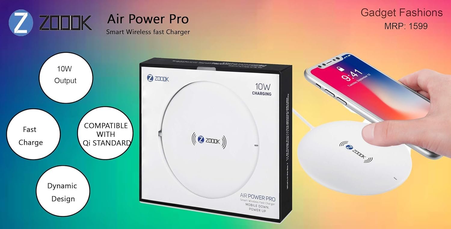 Charger Zoook Zoook Air Power Pro ZK-AIRPOWER-PRO | Wireless Charger Optimized for All Qi-Enabled Device with 10W max Output (White)